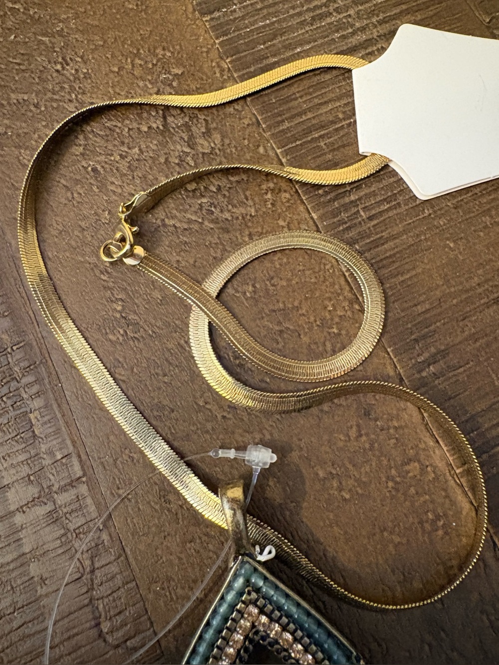BOHO Gold and Teal Teardrop Pendant Necklace - Women Jewelry - Picture 5 of 6